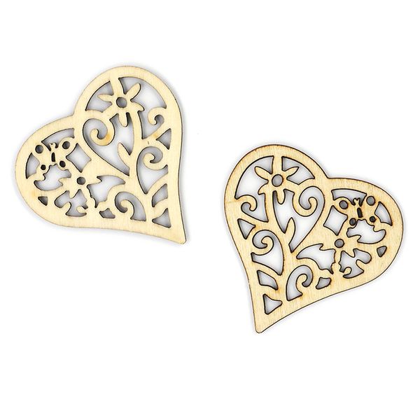 WOOD FLORAL HEARTS NATURAL 6PCS