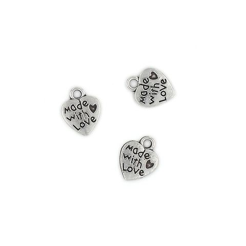 MADE WITH LOVE CHARMS SILVER 8PCS