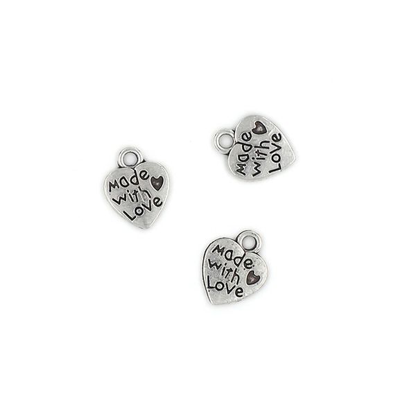 MADE WITH LOVE CHARMS SILVER 8PCS