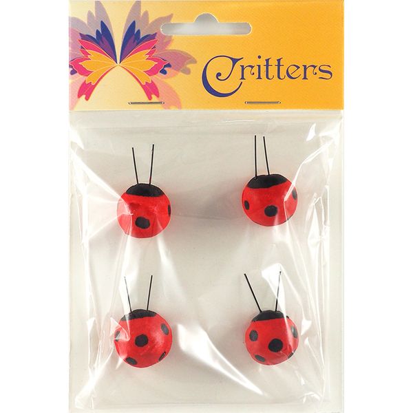 Craft Ladybirds 2X2Cm Red 4Pc