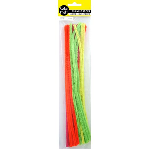 CHENILLE STICKS 6MM FLUORO 60PCS