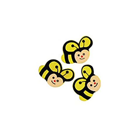 EMB WOOD BEES YELLOW-BLK 10PCS