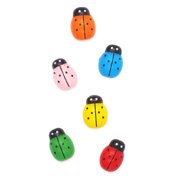 EMB WOOD LADYBUG ASST BRIGHTS 25PC