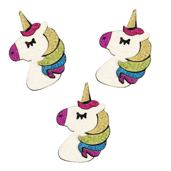 FELT SHAPE W GLITTER UNICORN 3PC