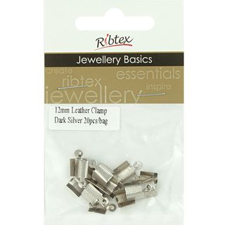 Jf Leather Clamp 12Mm Dark Silver 20Pcs