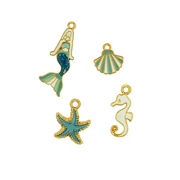 CHARM METAL MIXED MERMAID 4PC