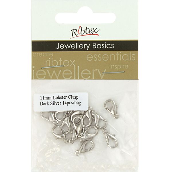 Jf Clasp Lobster 11Mm Dark Silver 14Pcs