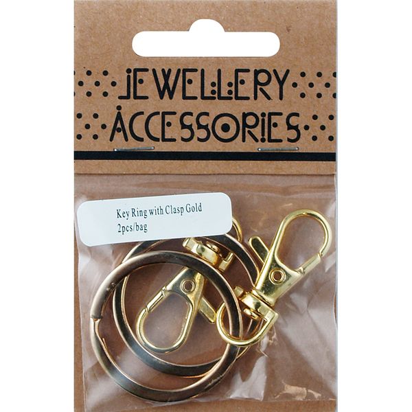 Jf Key Ring Chain With Clasp Gold 2Pc