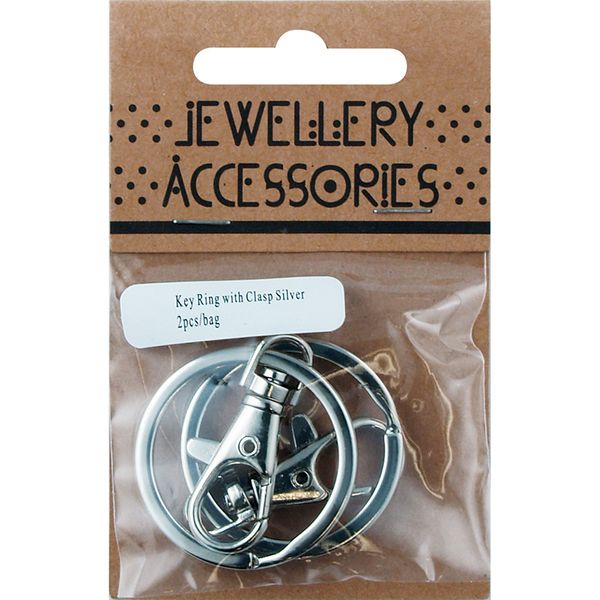 Jf Key Ring Chain With Clasp Silver 2Pc