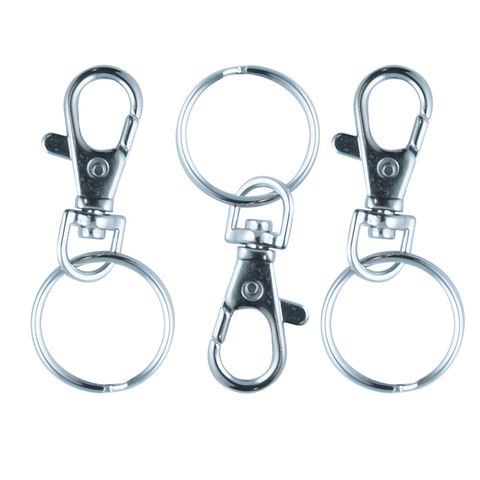 JF KEY RING W SWIVEL CLASP SILVER 3PC