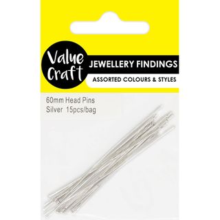 JF HEAD PINS 60MM SILVER 15PCS