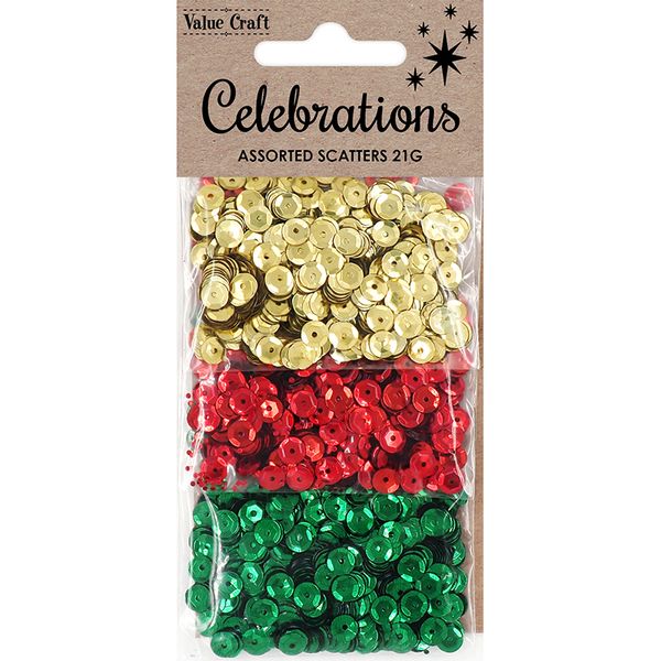 XMAS SEQUINS 6MM CUP GOLD RD GREEN 21G