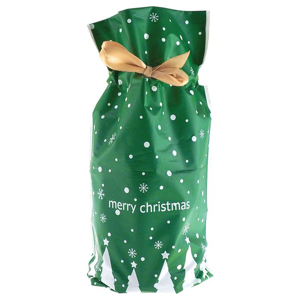XMAS TREAT BAGS W-TIE GREEN AND GLD 4PK