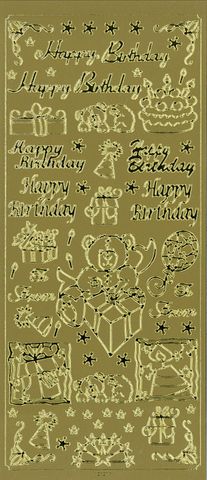 Stickers Happy Birthday Gold