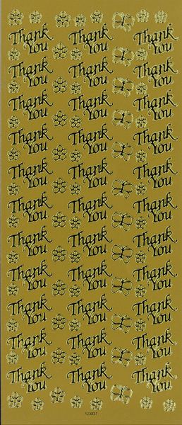 Stickers Thank you w/Flower & B'fly Gold