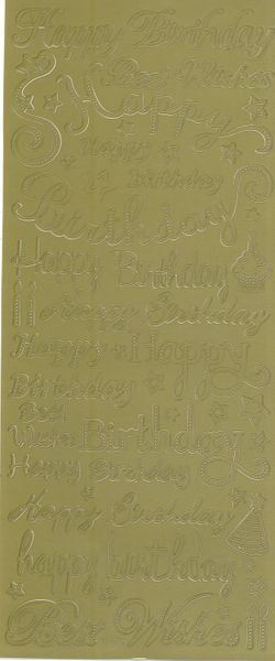 Stickers Peel Mat Happy Birthday Gold