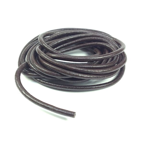 Leather Thonging 3mm Round Brown 2m