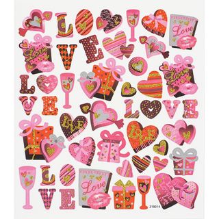 Stickers Glitter Hearts and Love