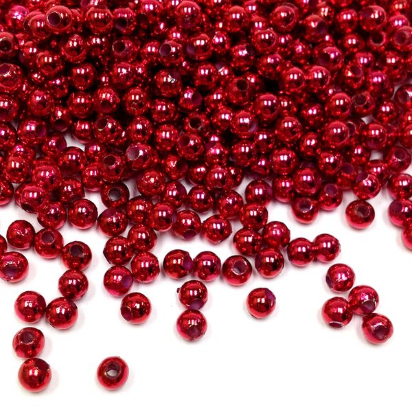 Pearl Beads 3mm Metallic Red 25g