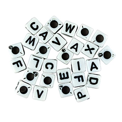 BEAD PLASTIC ALPHABET CUBES W-B 104PCS