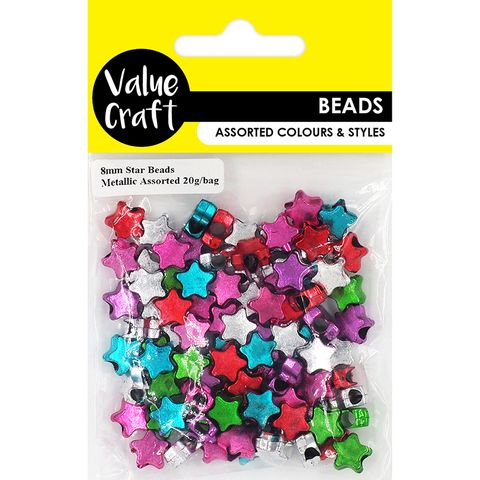 BEAD METALLIC STAR 20G ASSORTED