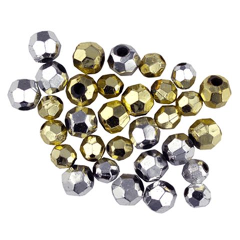 BEAD PLASTIC FACETED GOLD-SILVER 25G