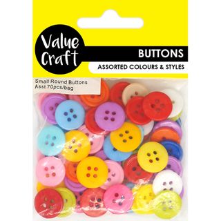 BUTTON 1.5CM SMALL ROUND ACRYLIC 70PCS