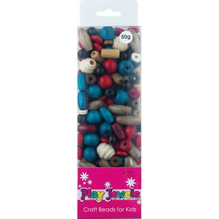 Bead Blister Pack Asst Wood Beads 50G