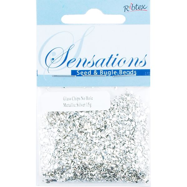 Bead Glass No Hole Chips Silver 15G