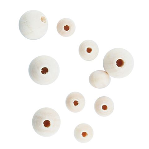 BEAD WOOD ROUND 12MM + 8MM NATURAL 55PC