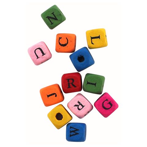 Cube Wood Alphabet Beads