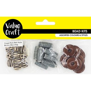 Bead Plastic Triple Bali 1m Thread 30Pcs