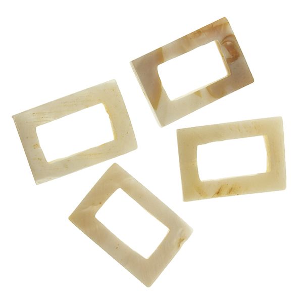Bead Shell 25X15mm Rectangle Natural 4Pc