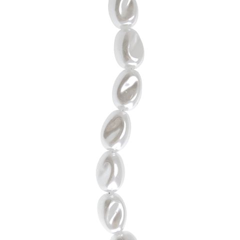 Strung Pearl Dimpled Oblong 12mm White