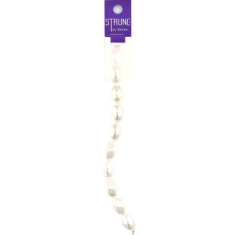 Strung Pearl Dimpled Oblong 18mm White