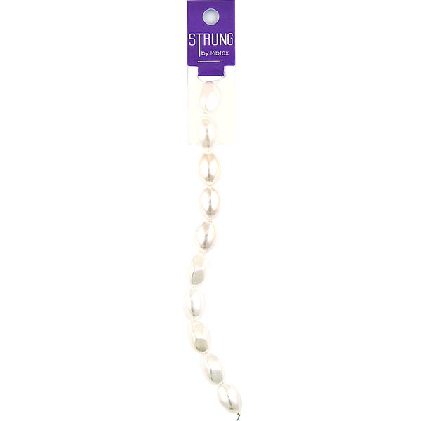 Strung Pearl Dimpled Oblong 18mm White