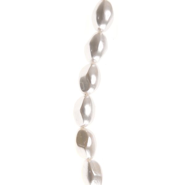 Strung Pearl Dimpled Oblong 18mm White