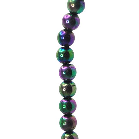 Strung Pearl Round 10mm Black AB 17Pcs