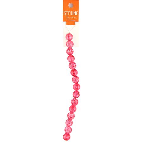 Strung Crackle Bead 12mm Pink 15Pcs