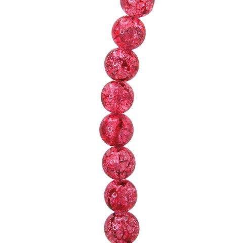 Strung Crackle Bead 12mm Pink 15Pcs
