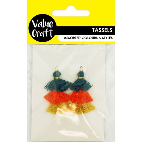 Tassels Triple Blue Orange Yellow 2Pcs