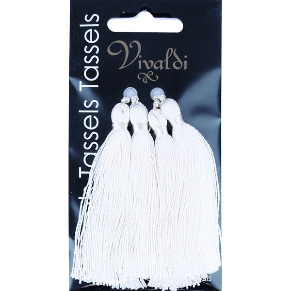 Craft Tassel Rayon 8cm White 4Pcs