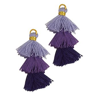 Tassels Triple Lav Amethyst Purple 2Pcs