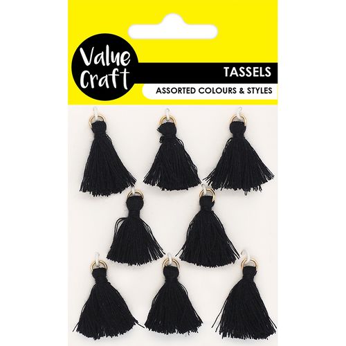 Tassels Mini with Jump Ring Black 8Pcs