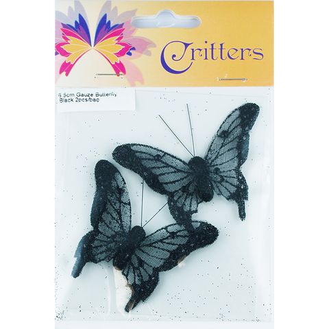 Butterfly Gauze 6.5cm Black 2Pcs