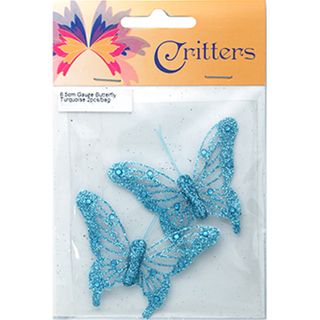 Butterfly Gauze 6.5cm Turquoise 2Pcs