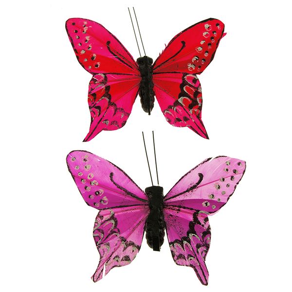Butterfly 9.5x7cm Bright Pink Purple 4Pc