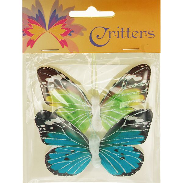 Butterfly 9x6cm Blue-Green 2Pcs