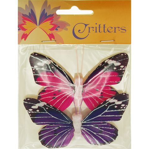 Butterfly 9x6cm Pink-Purple 2Pcs