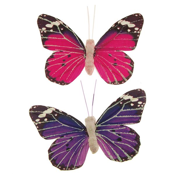 Butterfly 9x6cm Pink-Purple 2Pcs